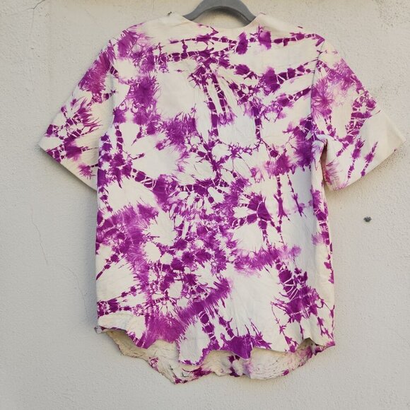 ALEXANDER WANG Tie Dye Genuine Leather Raw Hem Top - Picture 4 of 12
